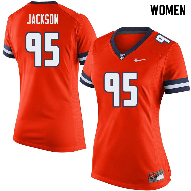 Women #95 Kenyon Jackson Illinois Fighting Illini College Football Jerseys Sale-Orange